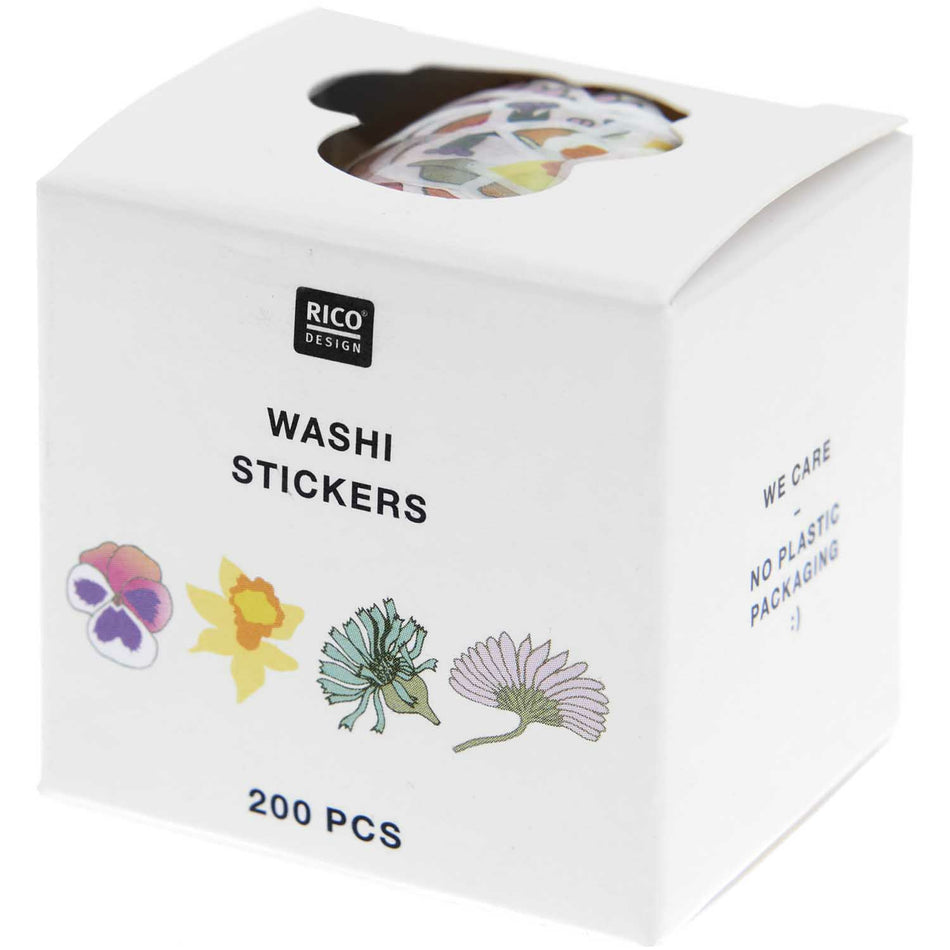 Valokuva tuotteesta Tarra washi 200 kpl Futschikato Flowers Rico Design, kuuluu tuoteryhmään Paperiaskartelu.