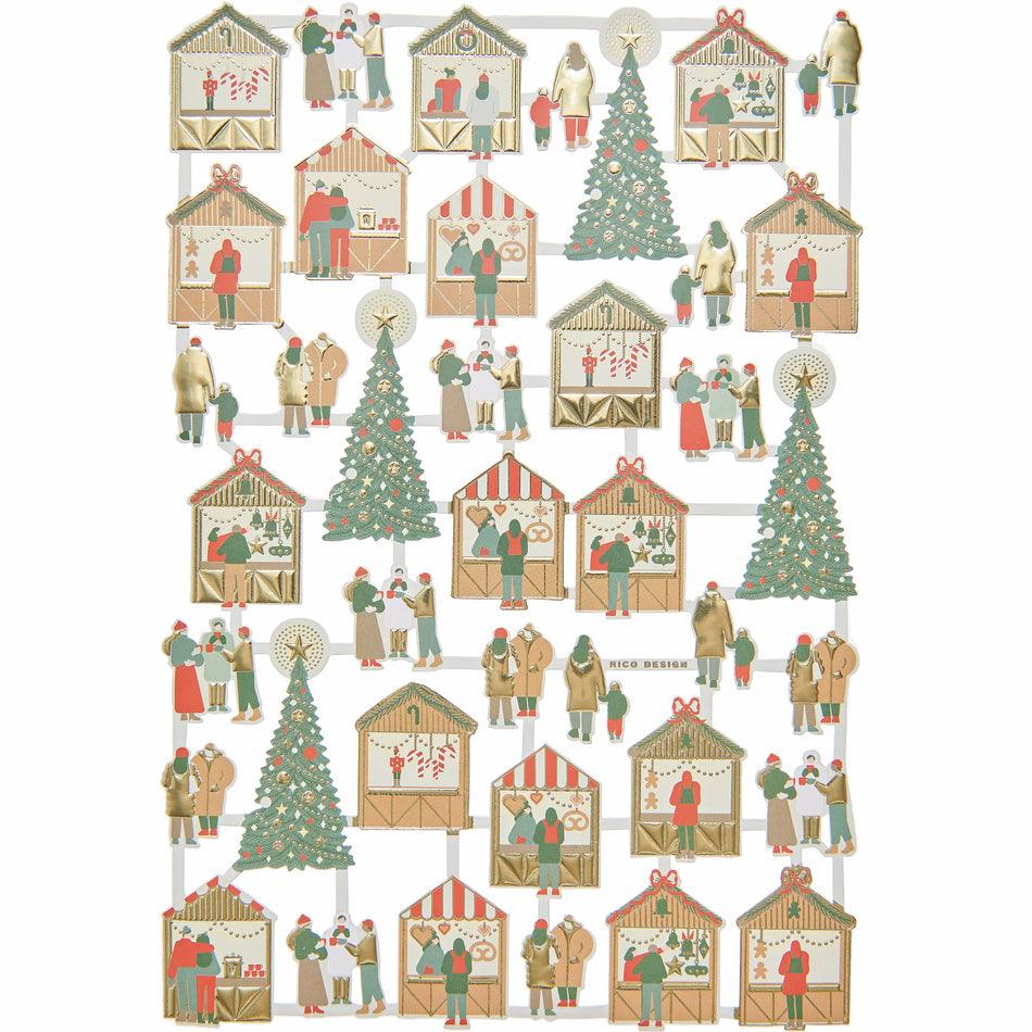 Valokuva tuotteesta Kiiltokuva-arkki joulutalot ja kuuset Rico Design, kuuluu tuoteryhmään Sesonkiaskartelu.