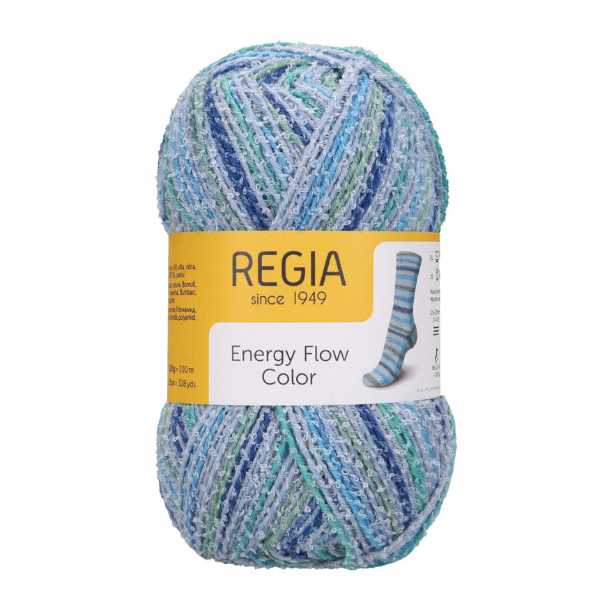 Valokuva tuotteesta Lanka 100 g Energy Flow Color Sini-vihreä Regia, kuuluu tuoteryhmään Käsityötarvikkeet.