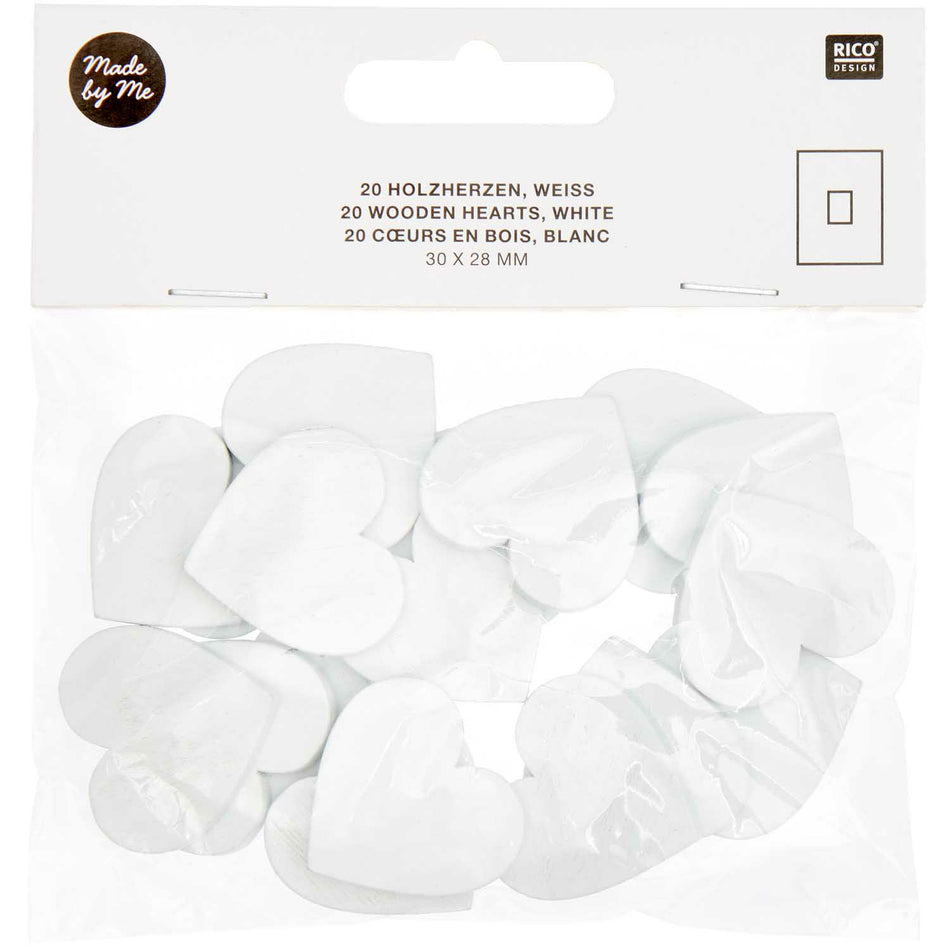 Valokuva tuotteesta Puusydän 20 kpl 30x28mm valkoinen Drop top-kehykseen Rico Design, kuuluu tuoteryhmään Askartelutarvikkeet.