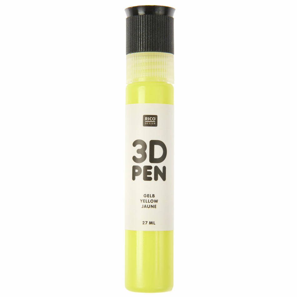 Valokuva tuotteesta 3D väri 27 ml keltainen Rico Design, kuuluu tuoteryhmään Askartelutarvikkeet.