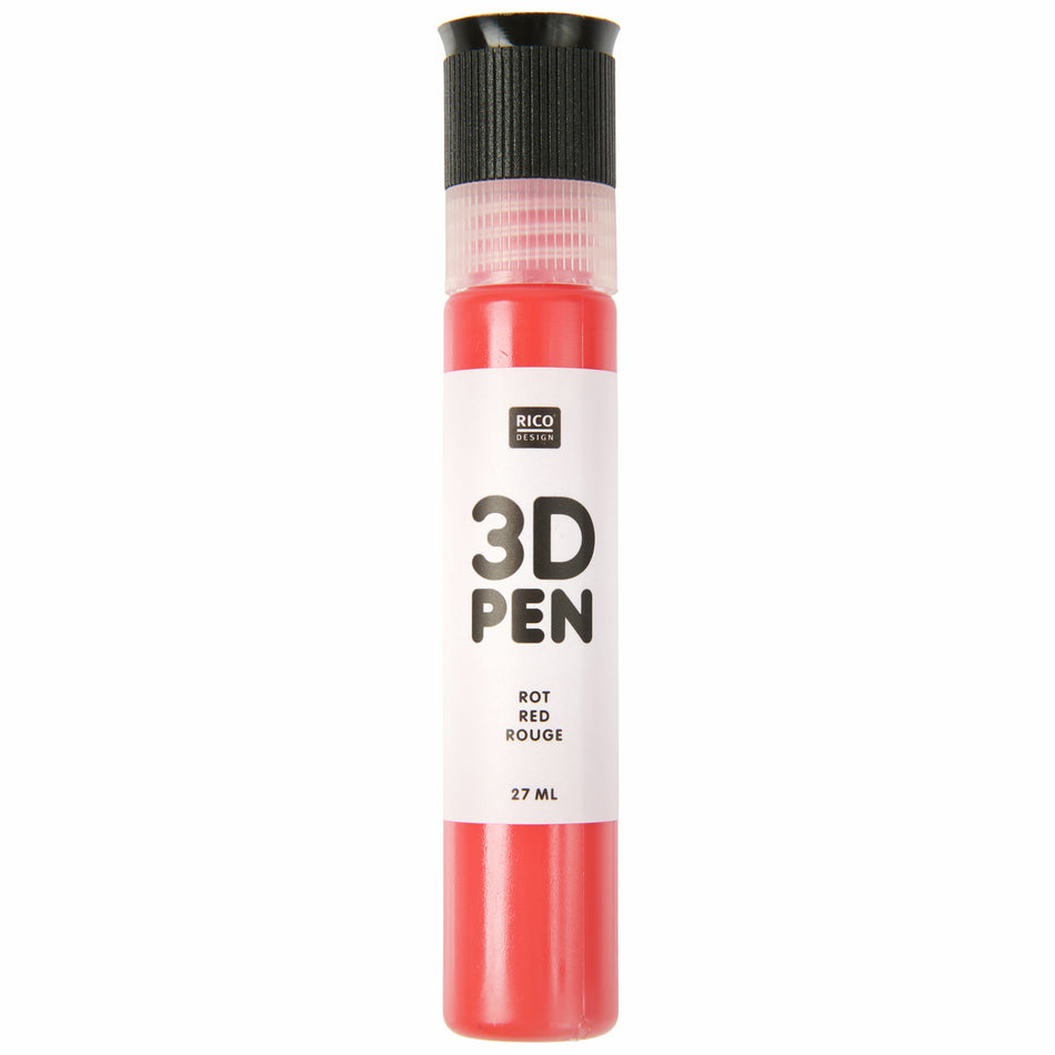 Valokuva tuotteesta 3D väri 27 ml punainen Rico Design, kuuluu tuoteryhmään Askartelutarvikkeet.