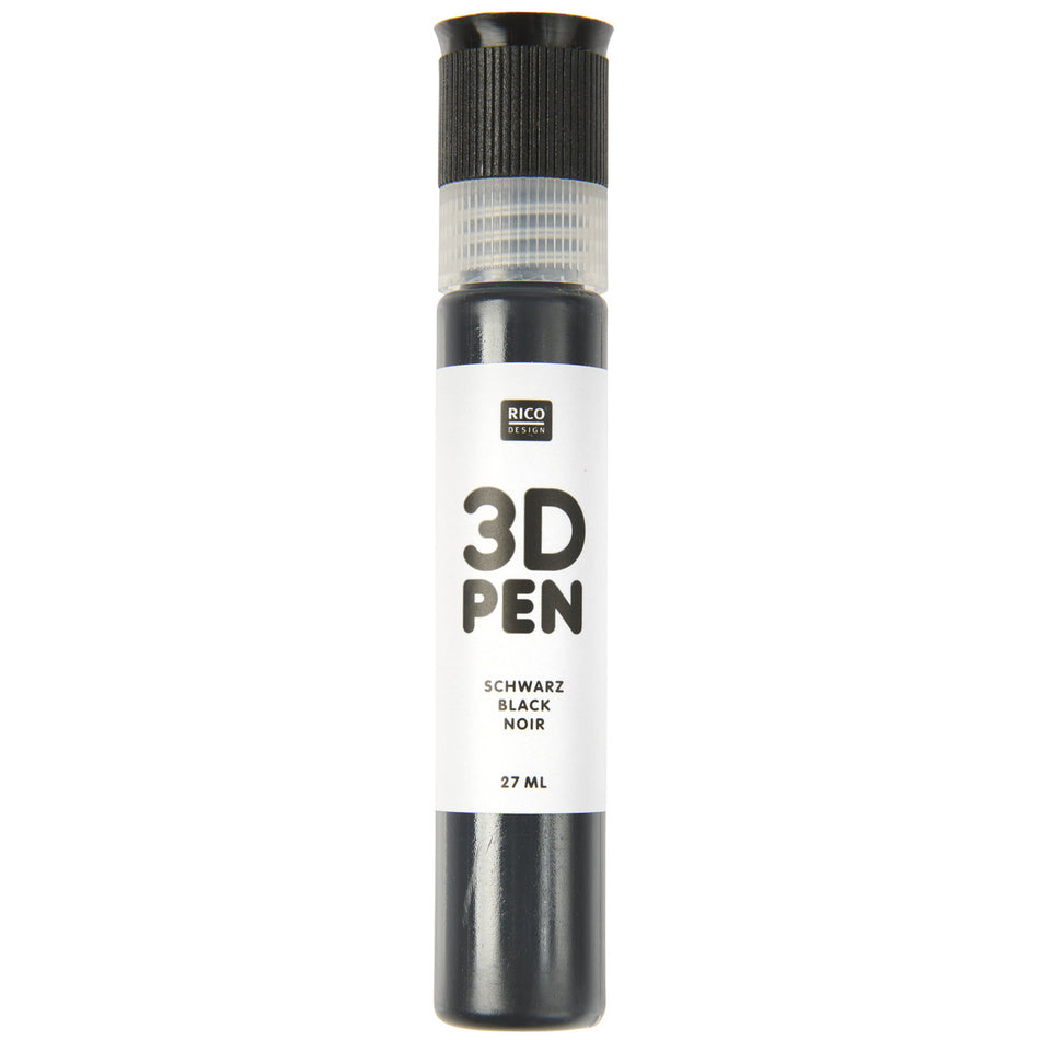 Valokuva tuotteesta 3D väri 27 ml musta Rico Design, kuuluu tuoteryhmään Askartelutarvikkeet.