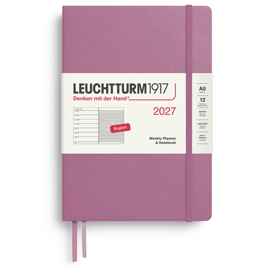 Valokuva tuotteesta Kalenteri A5 2027 Weekly planner &amp; notebook kovak. Dusty rose Leuchtturm1917, kuuluu tuoteryhmään Tasku- ja pöytäkalenterit.