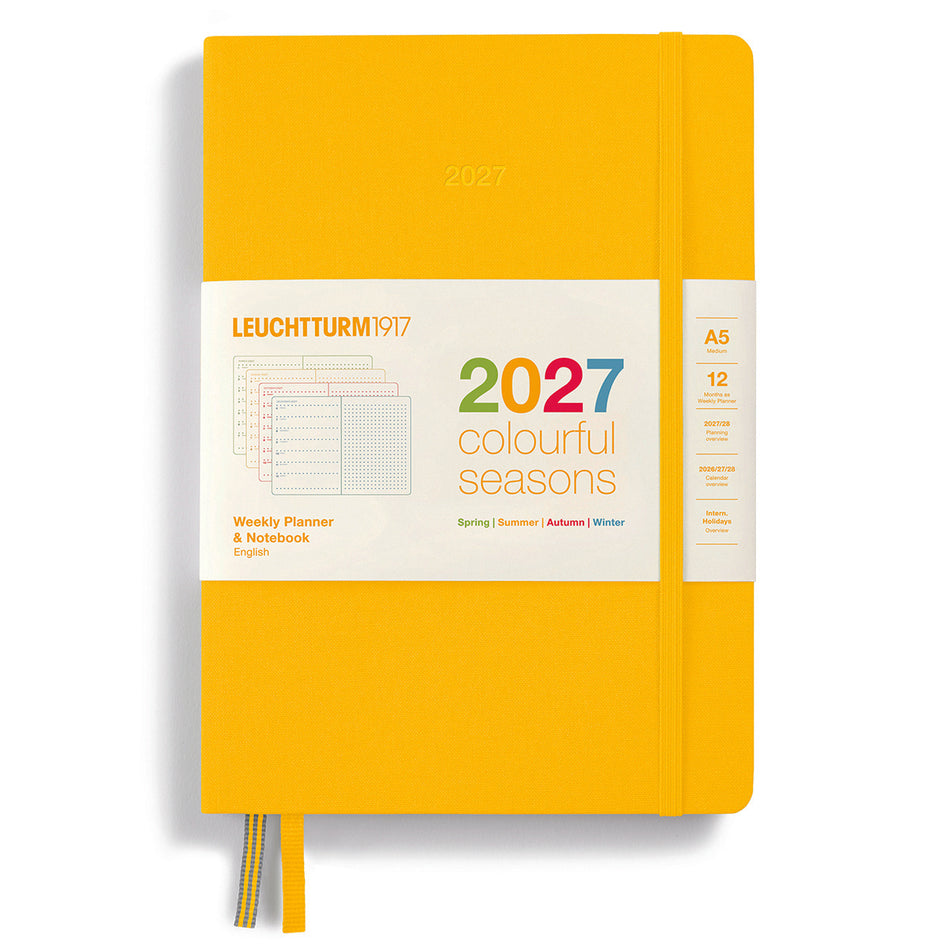 Valokuva tuotteesta Kalenteri A5 2027 Weekly planner &amp; notebook Colorful Season keltainen Leuchtturm1917, kuuluu tuoteryhmään Tasku- ja pöytäkalenterit.