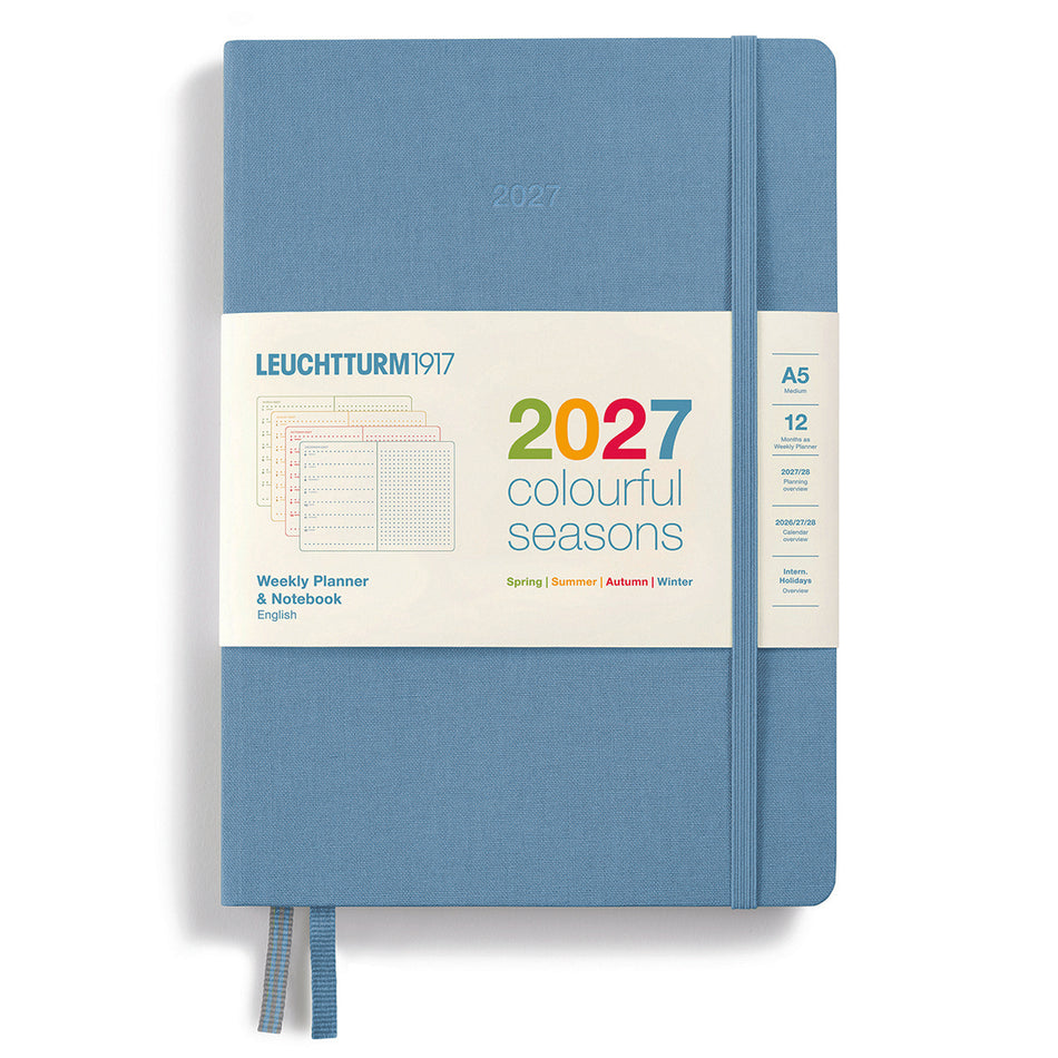 Valokuva tuotteesta Kalenteri A5 2027 Weekly planner &amp; notebook Colorful Season sininen Leuchtturm1917, kuuluu tuoteryhmään Tasku- ja pöytäkalenterit.