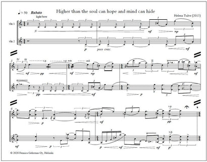 higher than soul can hope and mind can hide for two violins - Playing score