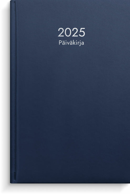 Päiväkirja sininen keinonahkakansi sidottu 2025