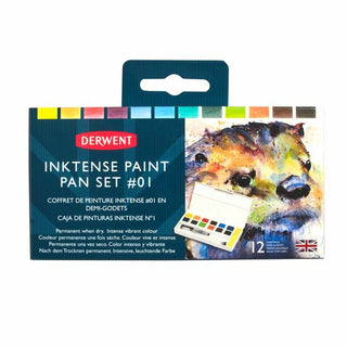 Akvarellimuste 12 kpl Derwent Inktense Pan