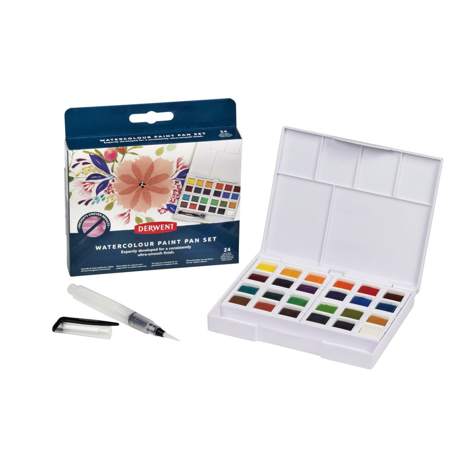 Valokuva tuotteesta Akvarelliväri 24 kpl Derwent Watercolour Paint pan Set, kuuluu tuoteryhmään Taidetarvikkeet.