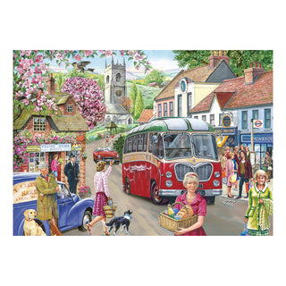 Palapeli 500 palaa Here Comes the Bus House of Puzzles