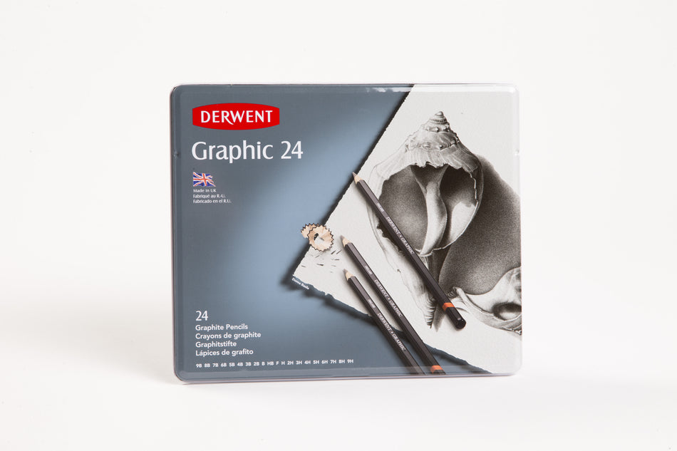 Valokuva tuotteesta Lyijykynälajitelma 9B-9H/24 kpl Derwent Graphic, kuuluu tuoteryhmään Taidetarvikkeet.