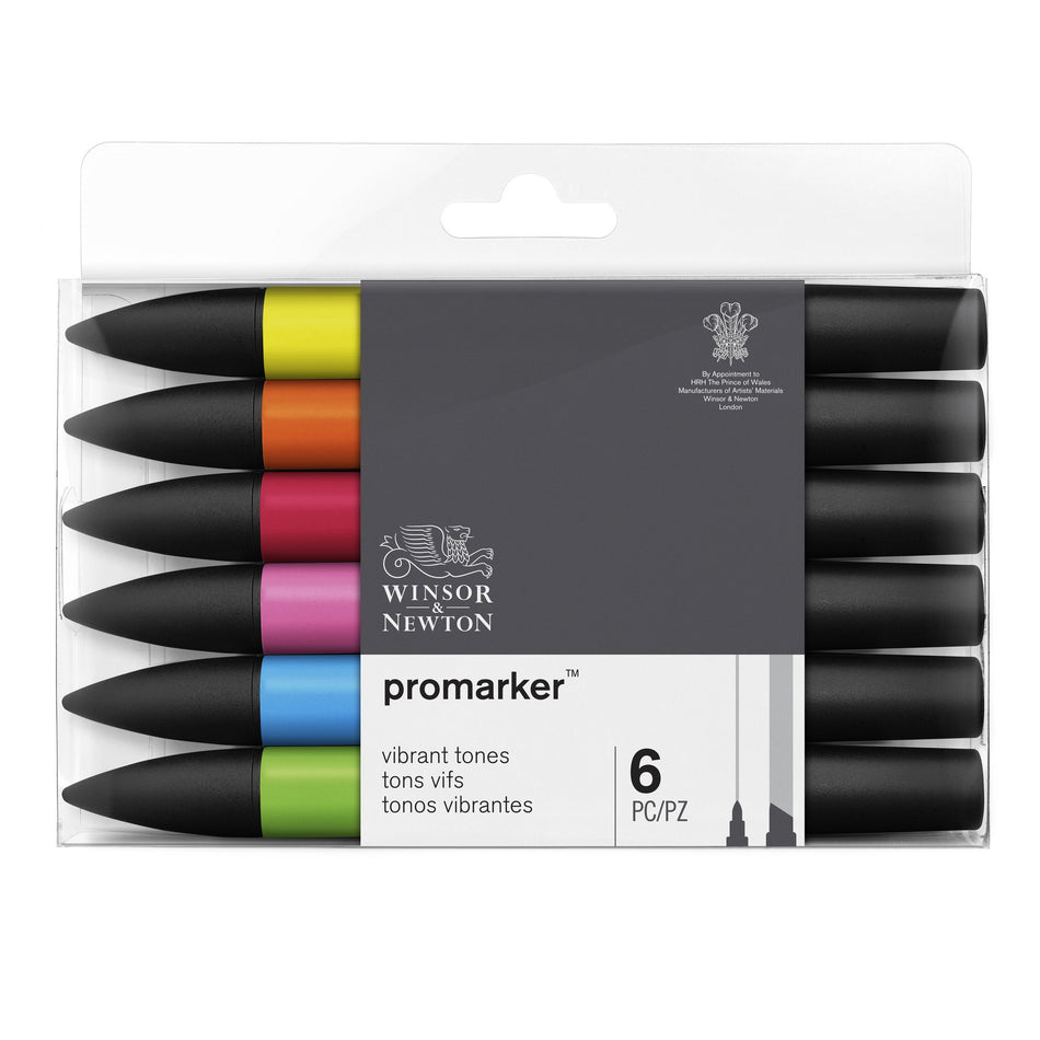Valokuva tuotteesta Huopakynä Promarker 6 väriä Vibrant Tones W&amp;N, kuuluu tuoteryhmään Taidetarvikkeet.
