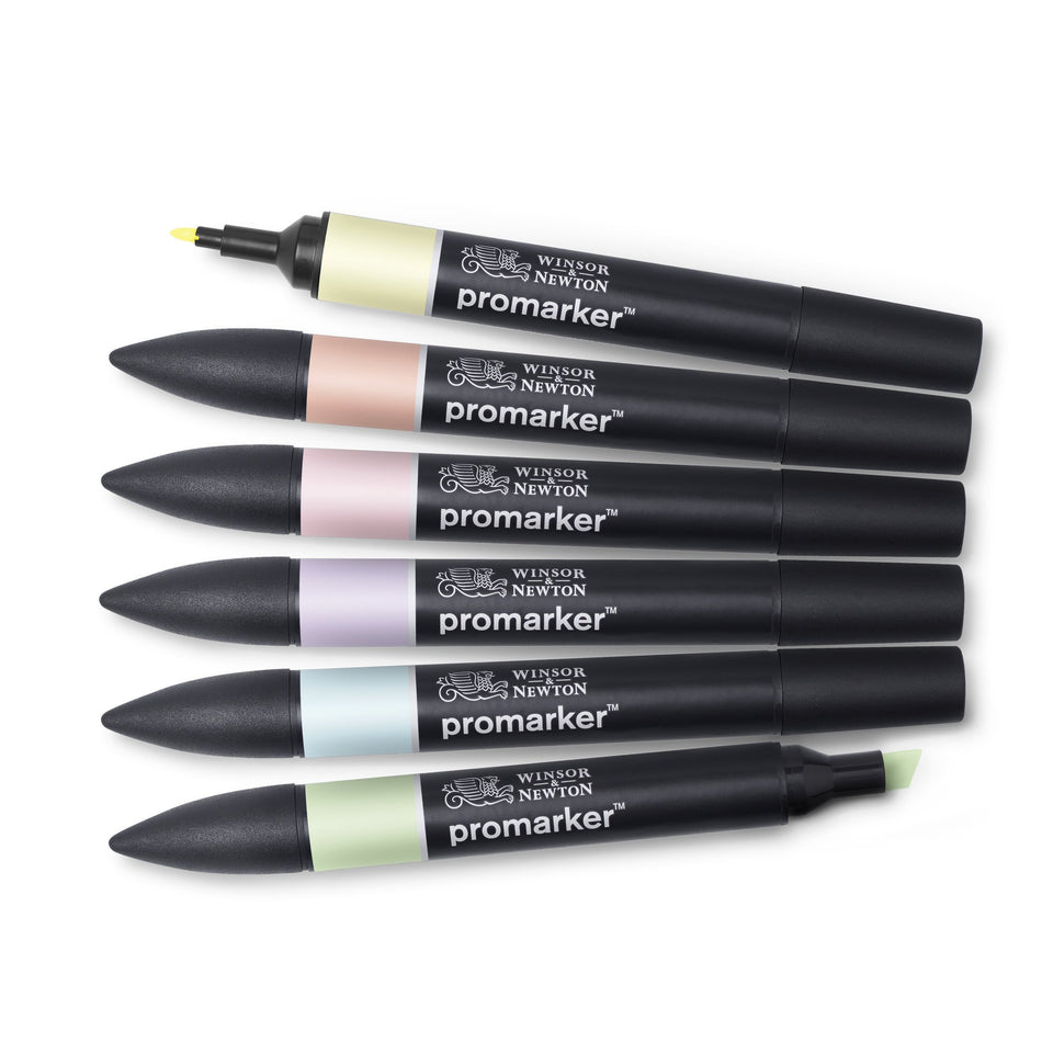 Valokuva tuotteesta Huopakynä Promarker 6 väriä Pastel Tones W&amp;N, kuuluu tuoteryhmään Taidetarvikkeet.