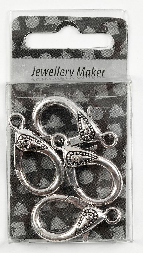 Valokuva tuotteesta Papukaijalukko 30 mmx3 mm/4 kpl, antiikkihopeanvärinen, kuuluu tuoteryhmään Askartelutarvikkeet.