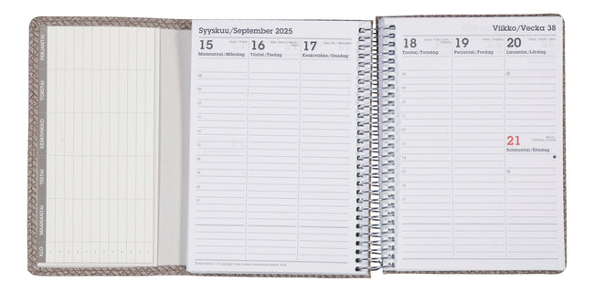 Koulukalenteri Texture 25-26 A6 18kk Stone