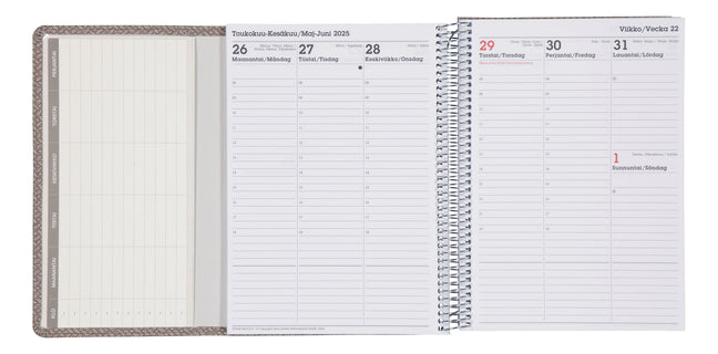 Koulukalenteri Texture 25-26 A5 18kk Stone