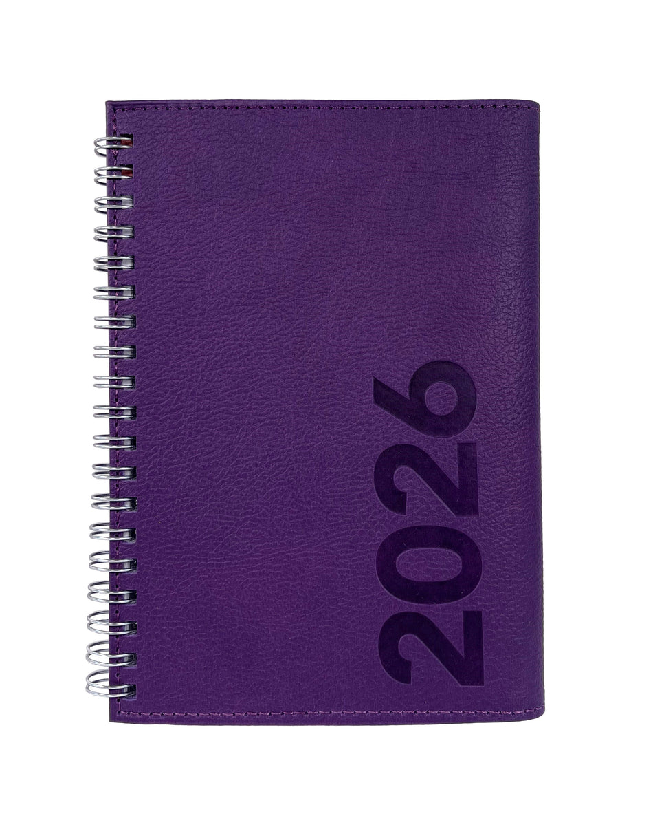 Valokuva tuotteesta Viikkokalenteri 2026 Maxi taittuvalla etukannella violetti, kuuluu tuoteryhmään Tasku- ja pöytäkalenterit.