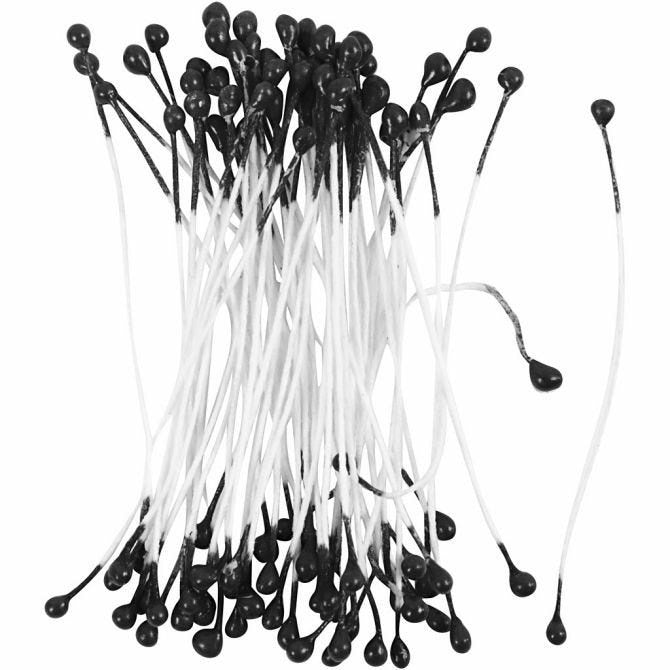 Valokuva tuotteesta Heteet 100kpl musta, 6cm x 2mm, kuuluu tuoteryhmään Askartelutarvikkeet.