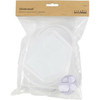 Silikonimuotti alusta 4 kpl soikea, pyöreä, neliö ja kuusikulmainen