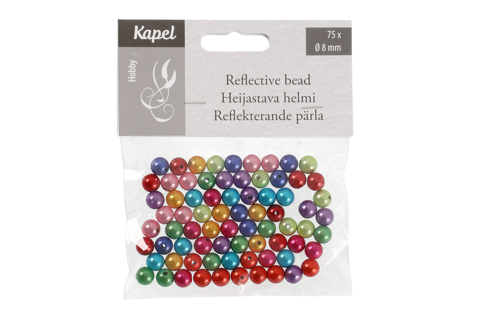 Valokuva tuotteesta Helmi heijastava 8mm/75 kpl värilliset, kuuluu tuoteryhmään Askartelutarvikkeet.