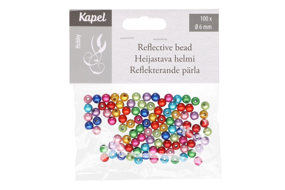 Valokuva tuotteesta Helmi heijastava 6mm/100 kpl värilliset, kuuluu tuoteryhmään Askartelutarvikkeet.