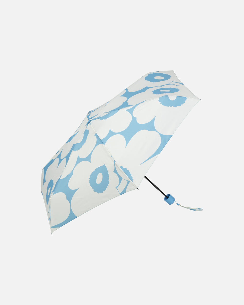 Valokuva tuotteesta Sateenvarjo Marimekko Mini Manual Unikko, luonnonvalkoinen, sininen, kuuluu tuoteryhmään Laukut kukkarot.
