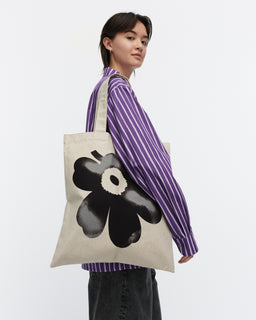 Kassi Marimekko Vankka Akvarelli Unikko, musta, harmaa, luonnonvalkoinen