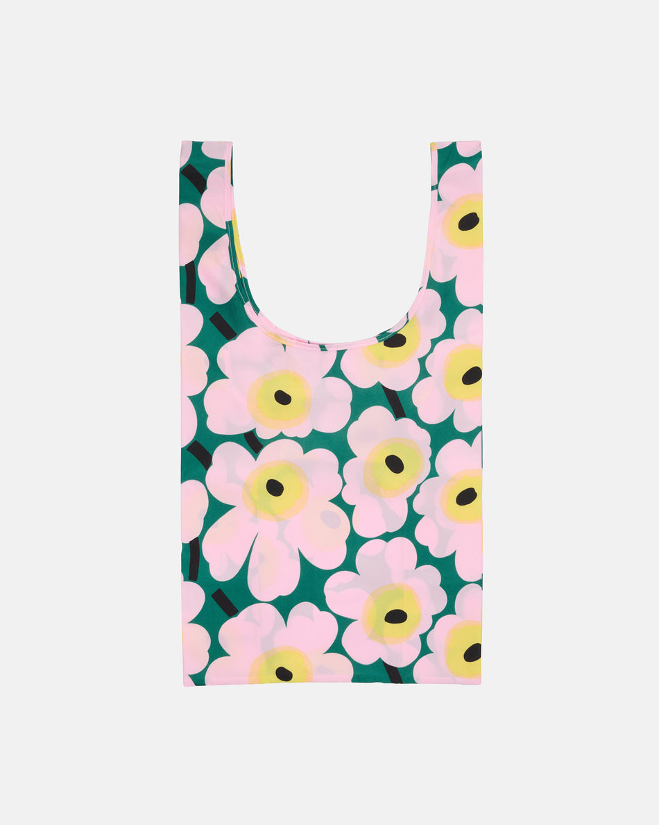Valokuva tuotteesta Kassi Marimekko Smartbag Unikko, tummanvihreä, vaaleanpunainen, keltainen, kuuluu tuoteryhmään Laukut kukkarot.