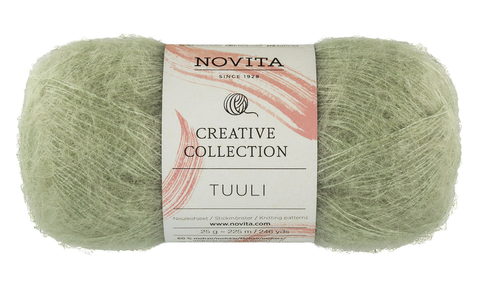 Valokuva tuotteesta Lanka Novita Tuuli 25g 310 eukalyptus, kuuluu tuoteryhmään Käsityötarvikkeet.