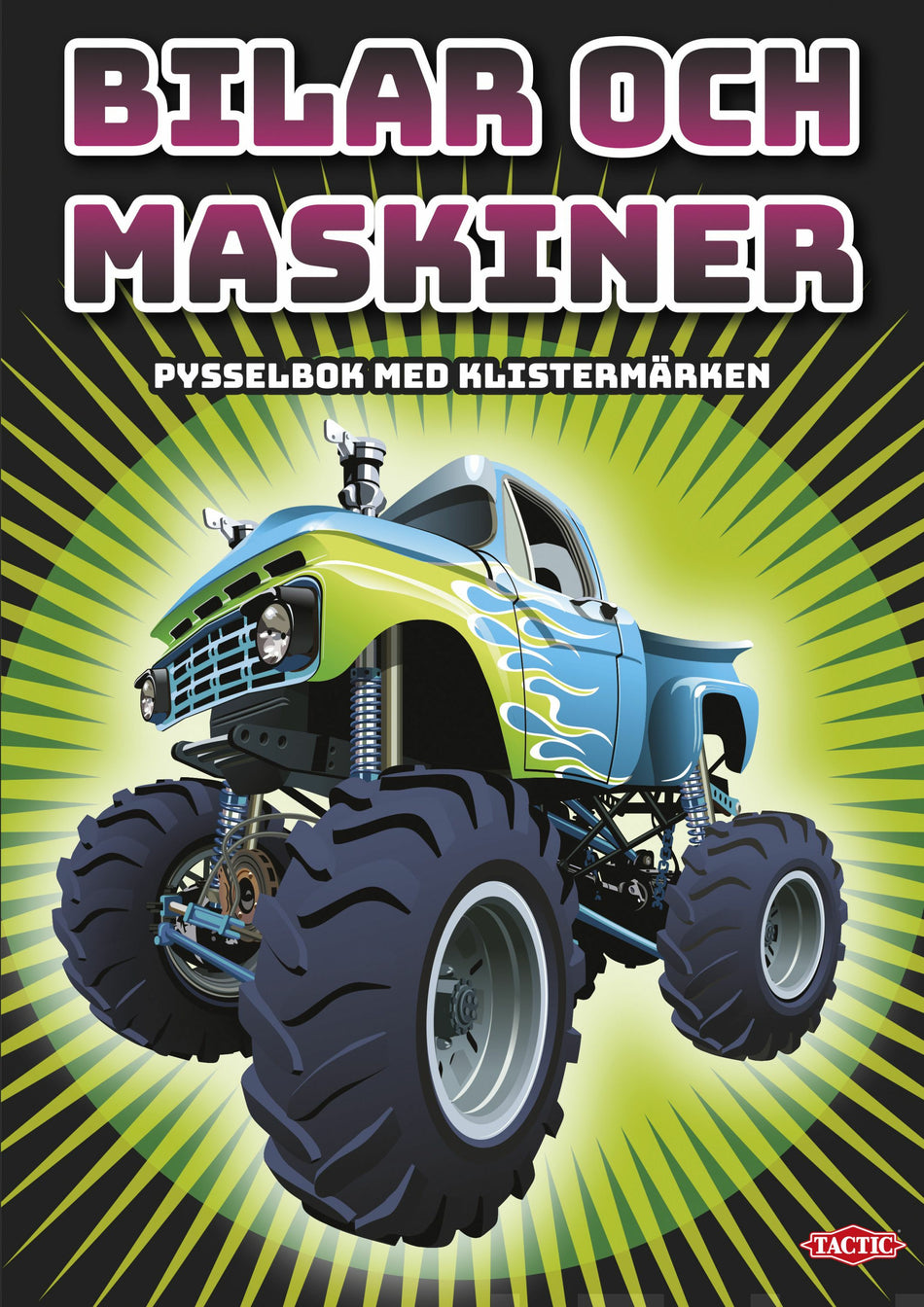 Valokuva kirjasta  Bilar och maskiner pysselbok med klistermärken, kuuluu tuoteryhmään Väritys-puuhakirjat.