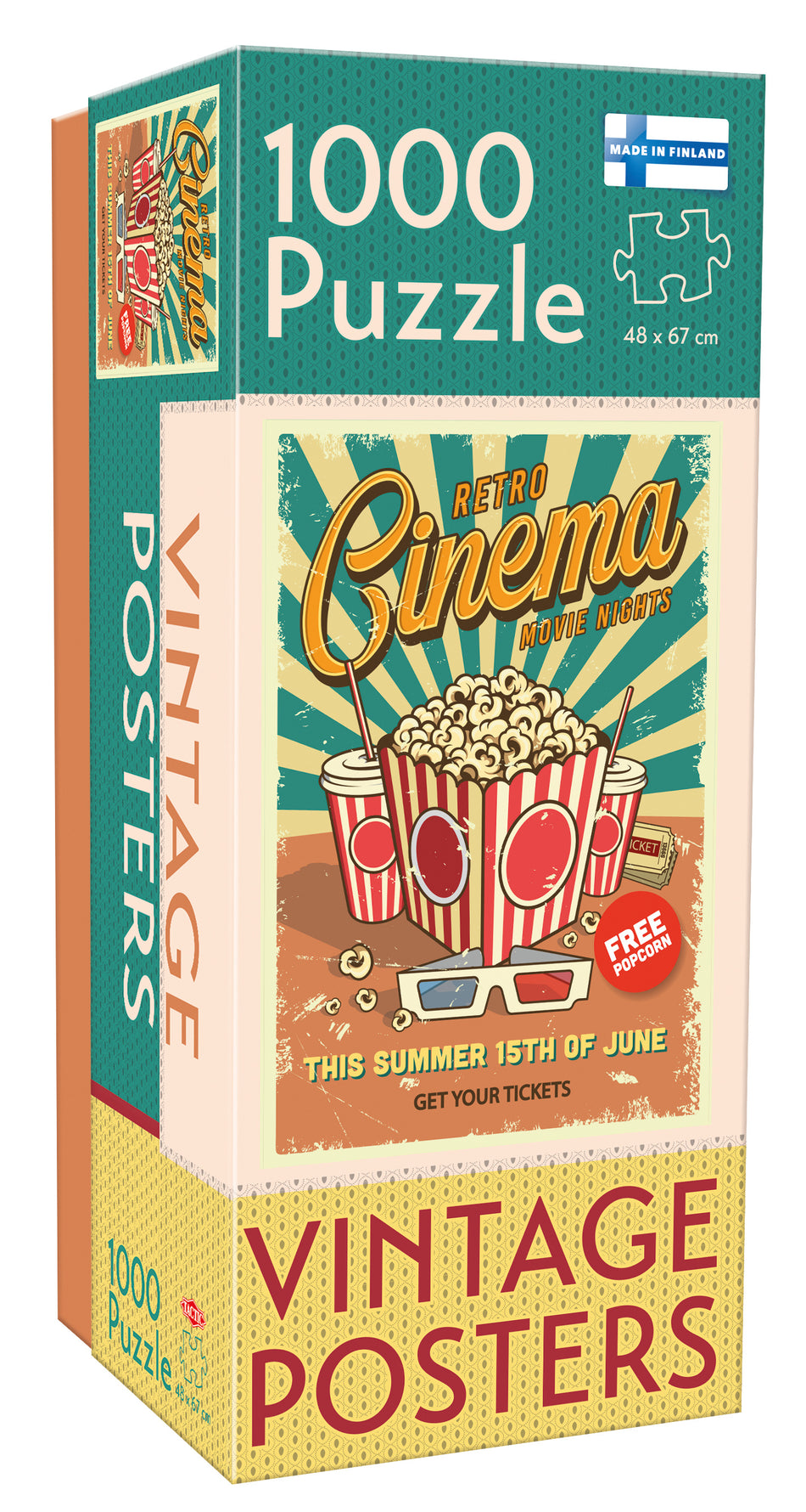 Valokuva tuotteesta Palapeli 1000 palaa Vintage Posters Retro Cinema, kuuluu tuoteryhmään Palapelit.