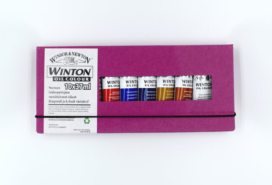 Valokuva tuotteesta Öljyvärilajitelma 10 x 37 ml W&amp;N Winton, Suomen värisävyt, kuuluu tuoteryhmään Taidetarvikkeet.