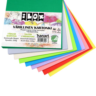 Kartonkilajitelma A6/80 arkkia, 220g, 9 väriä, 0,25kg