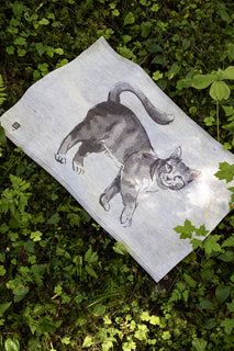 Pyyhe Lapuan Kankurit Kissa x Teemu Järvi 46x70cm, valko-musta pellava-puuvilla