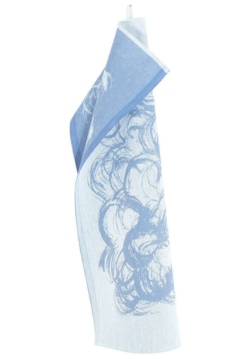 Valokuva tuotteesta Pyyhe Lapuan Kankurit 46x70cm Lähteikkö, valko-sininen-pellava, kuuluu tuoteryhmään Sisustus kodin tarvikkeet.