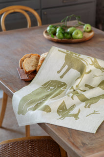 Pyyhe Lapuan Kankurit Koirapuisto 46x70cm, valko-oliivi