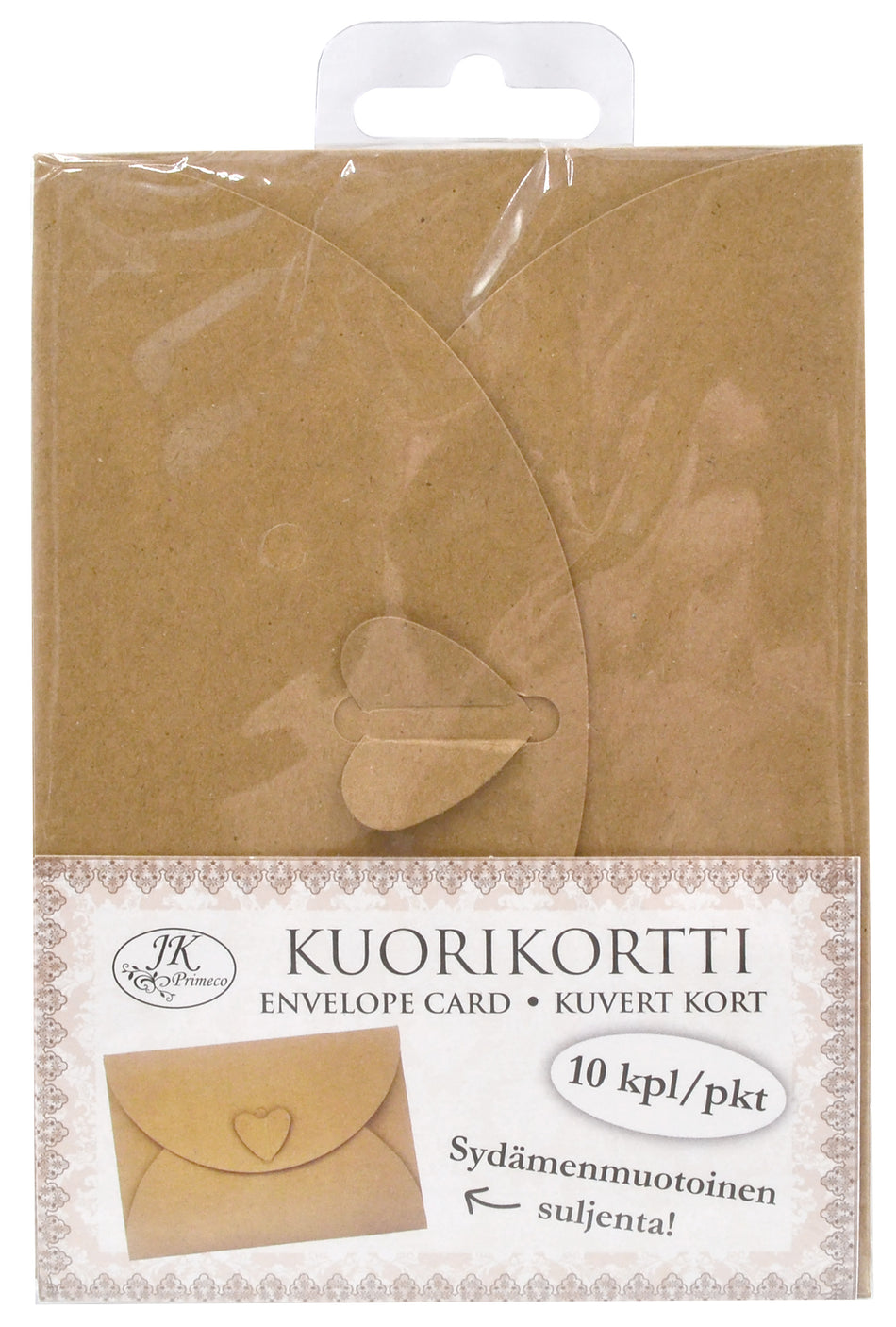Valokuva tuotteesta Kuorikortti 10kpl/pkt Sydän ruskea, kuuluu tuoteryhmään Kirjekuoret.