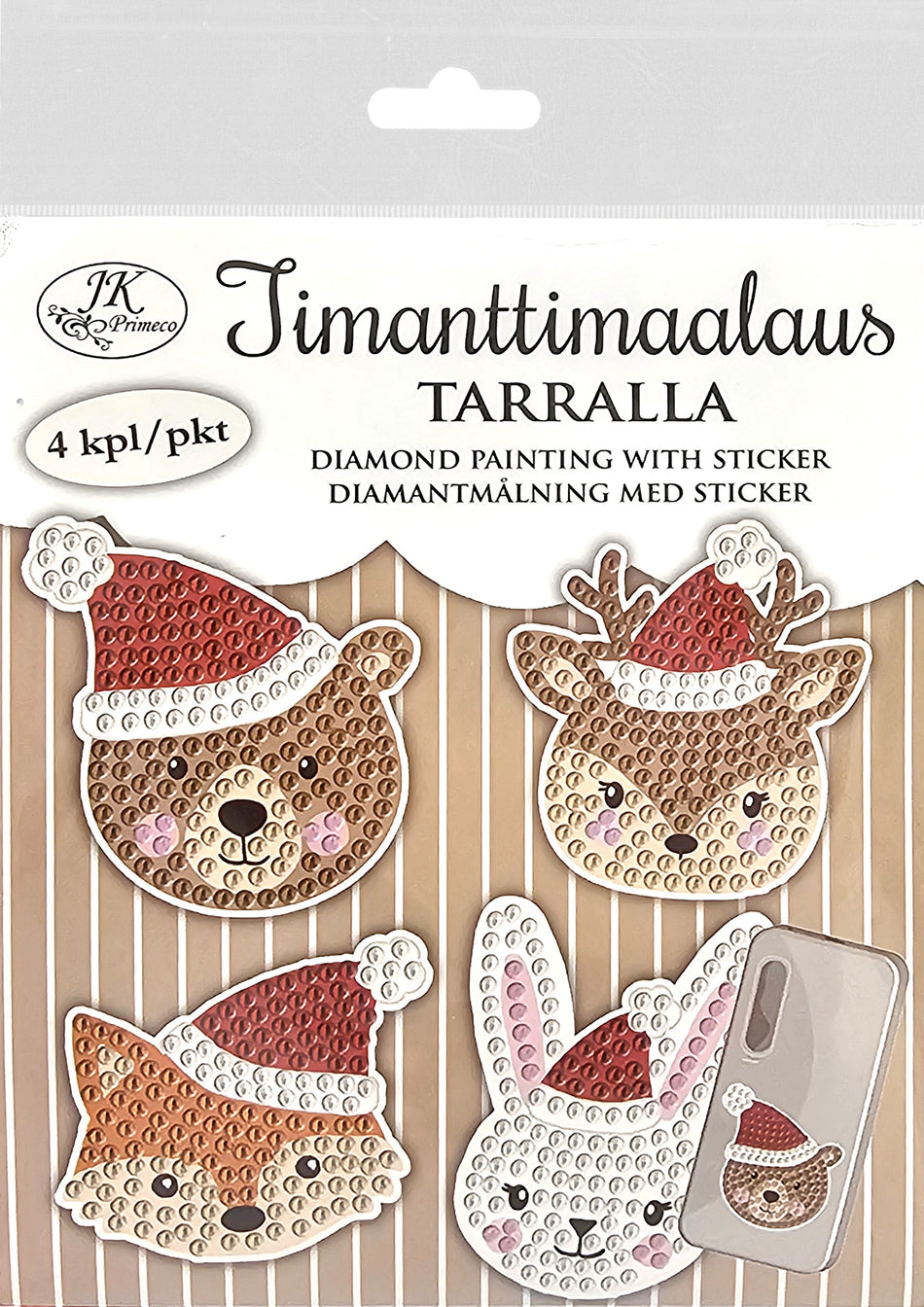 Valokuva tuotteesta Timanttimaalaustarra Joulueläimet 4kpl, kuuluu tuoteryhmään Sesonkiaskartelu.