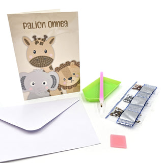 Timanttimaalauskortti + kirjekuori Eläimet