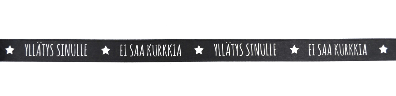 Koristeteippi 1 cm x 5 m musta Ei saa kurkkia