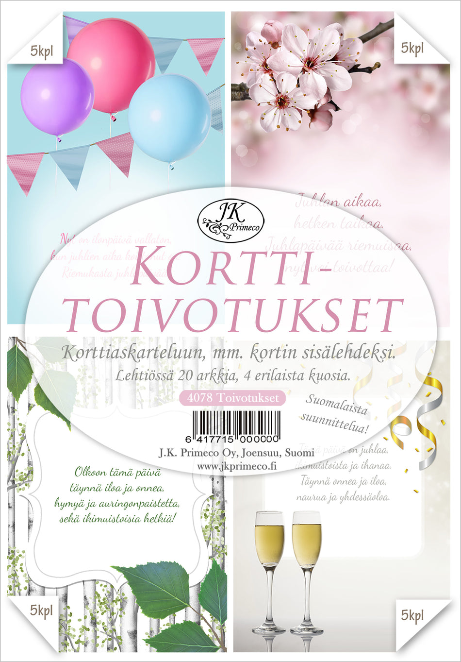 Valokuva tuotteesta Kuviopaperi A6/20 toivotukset Juhlat, kuuluu tuoteryhmään Paperiaskartelu.