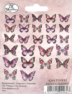 Tarra Perhoset pinkki hologrammi 25 kpl