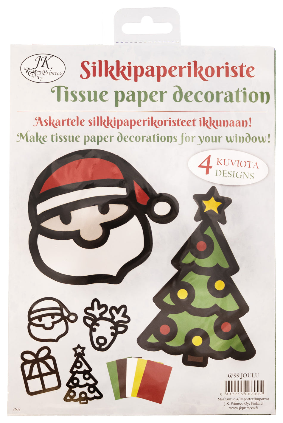 Valokuva tuotteesta Ikkunakoriste silkkipaperi Joulu 4kpl, kuuluu tuoteryhmään Paketointi.