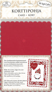 Korttipohja 10 kpl Aaltoreuna punainen