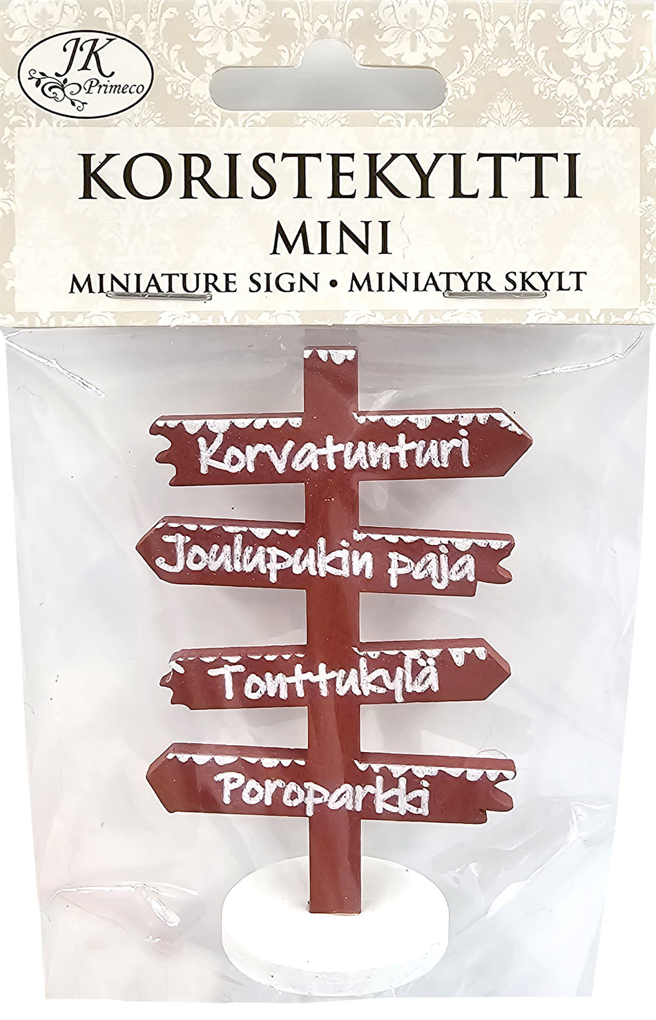 Valokuva tuotteesta Koristekyltti miniatyyri punainen, kuuluu tuoteryhmään Sesonkiaskartelu.