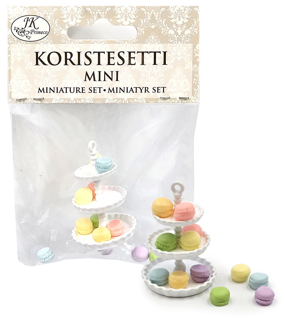 Valokuva tuotteesta Miniatyyri tarjotin ja macaronit, kuuluu tuoteryhmään Sesonkiaskartelu.