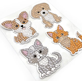 Timanttimaalaustarra Kissat ja koirat 4 kpl