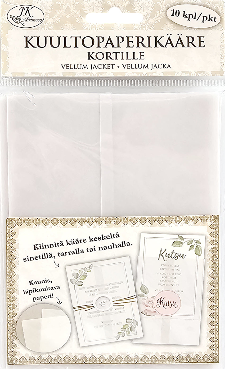 Valokuva tuotteesta Kuultopaperikääre valkoinen 10kpl, kuuluu tuoteryhmään Paperiaskartelu.