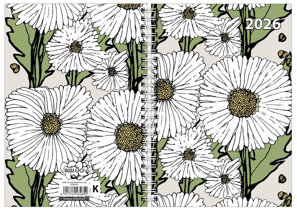 Valokuva tuotteesta Vuosikalenteri 2026 Vallila A5 Hellekesä, kuuluu tuoteryhmään Tasku- ja pöytäkalenterit.